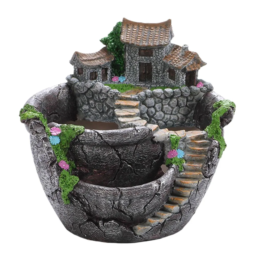 Succulent Pot Vintage Multi Pot Planter Decorative Bonsai Container Resin Flower Planter Pot Vat Shape for  Cactus Succulent