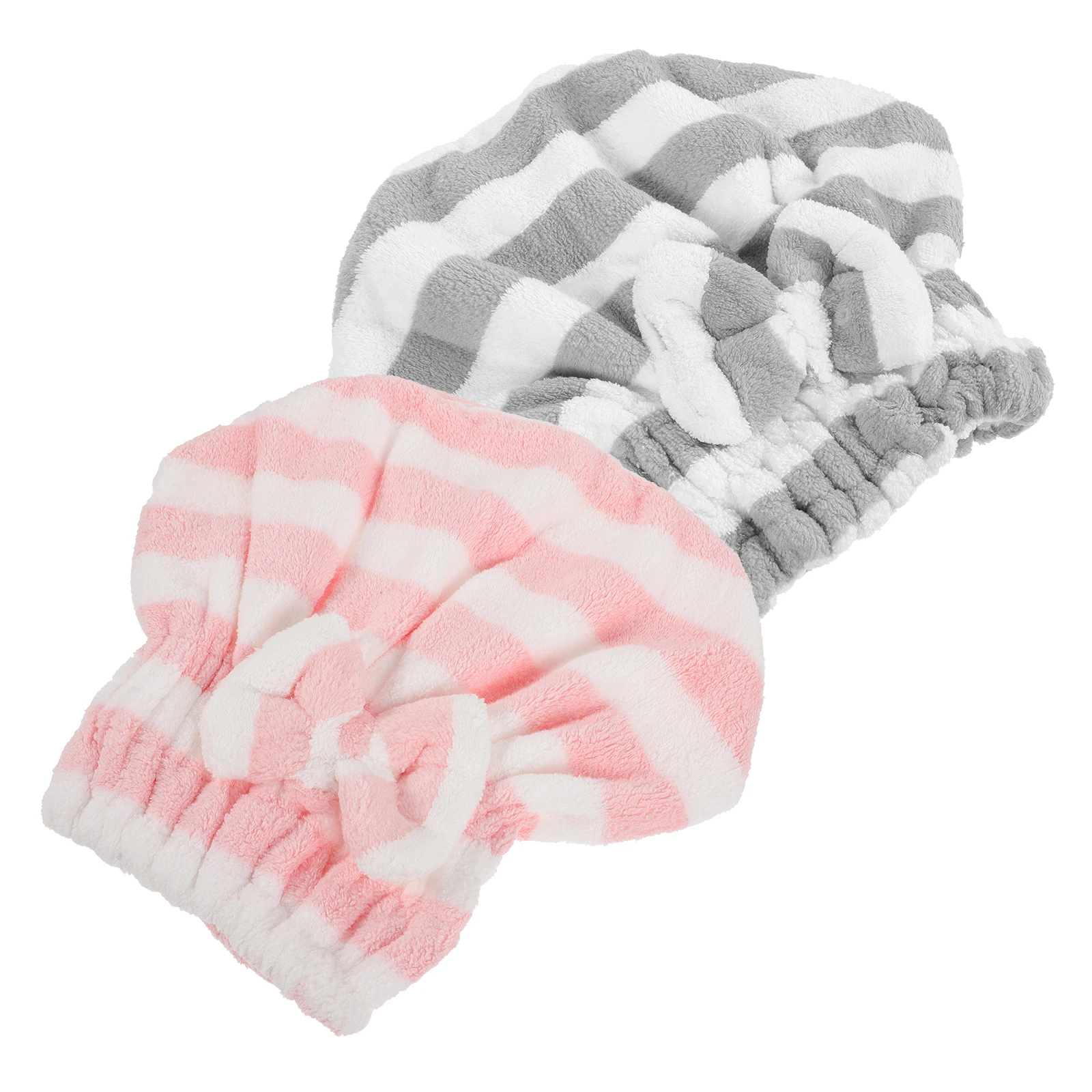 2Pcs Haar Trocknen Kappe Saugfähigen Turban Handtuch Schnell Trocknend Haar Wrap Weiche Elastische Bad Kopf Handtuch Turbane für Frauen