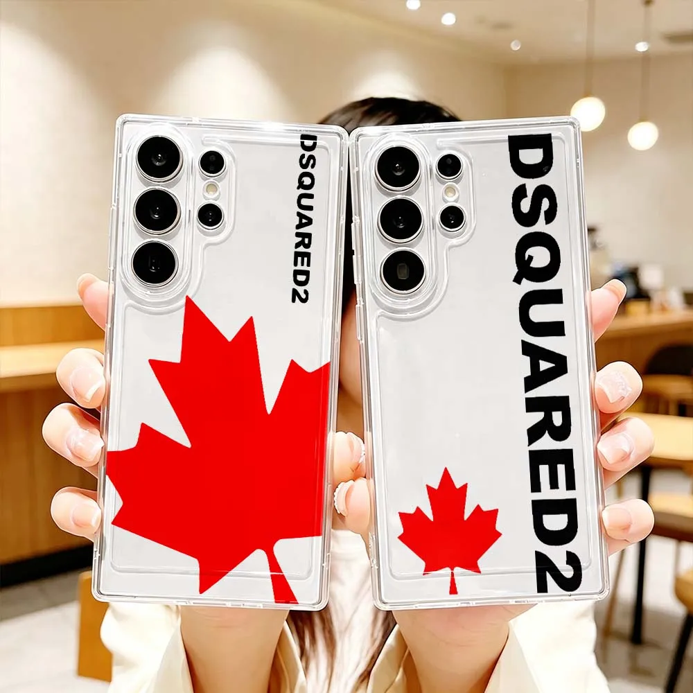 Luxury Design M-Maple Leaf Cover For Samsung Galaxy S26 S25 S24 S23 S22 S21 S20 Ultra Plus FE Pro 5G Transparent Phone Case