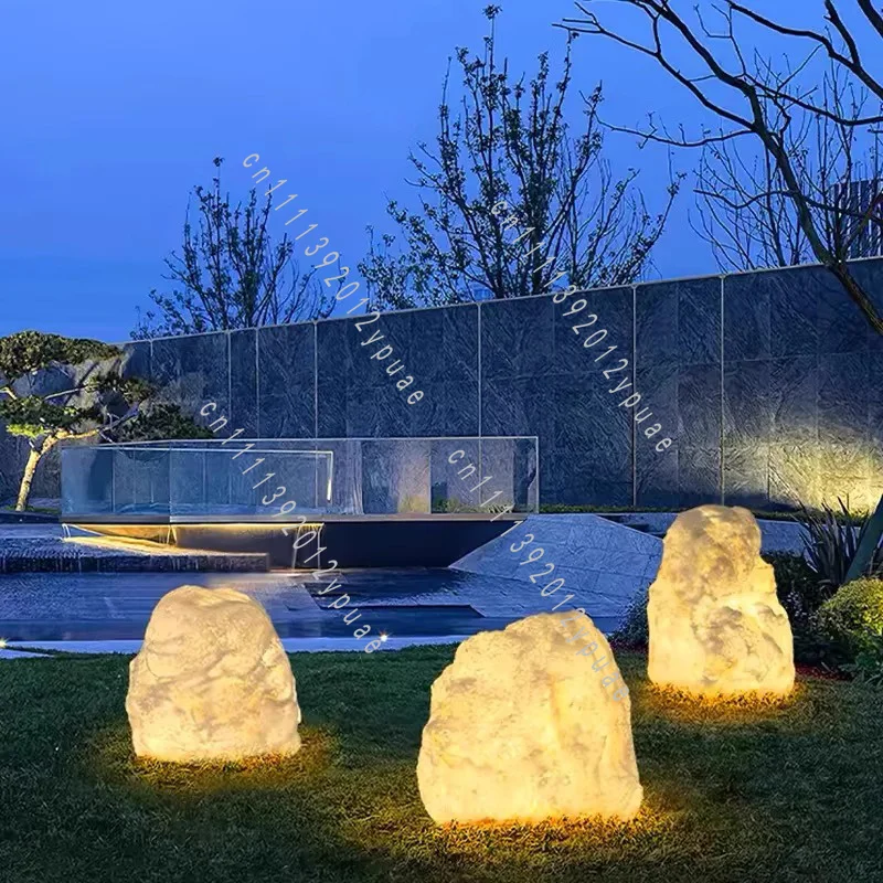 Solar LED Luminous Stone Lamp Outdoor Lawn Waterproof Garden Landscape Decoration for Yard Patio Pathway