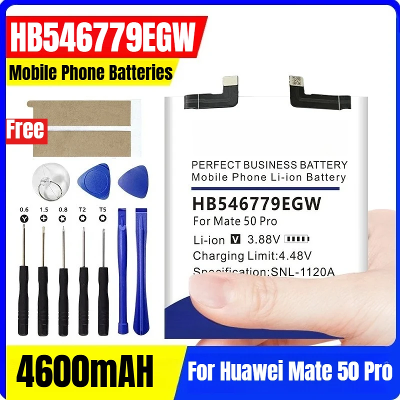 

HB546779EGW 4600mAH Mobile Phone Batteries for Huawei Mate 50 Pro + Tools