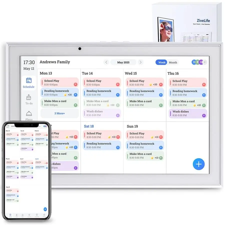 

Inch Digital Calendar HD Touchscreen Family Smart Calendar Electronic with Chore Chart amp Meal Planner, Interactive Display for
