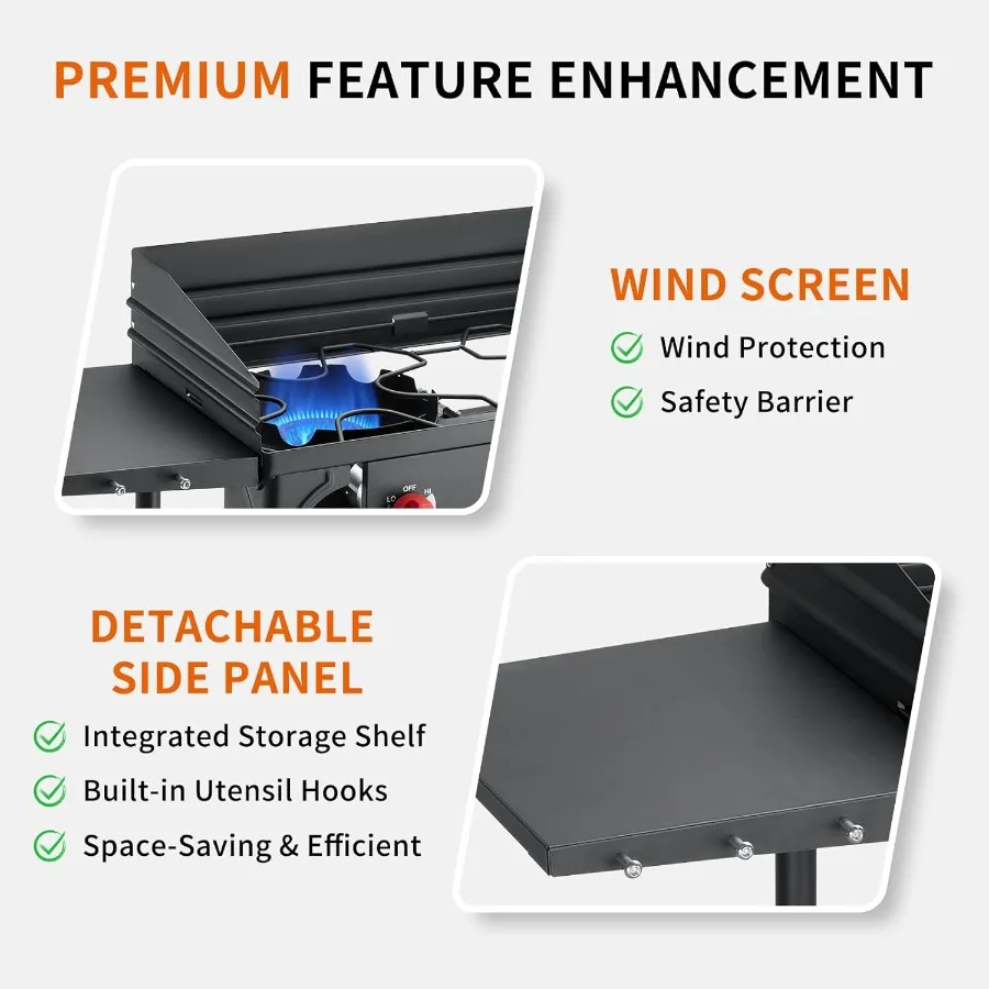 SKOK 2 الشعلات موقد البروبان المحمول مع لوحة الرياح رفوف جانبية موقد التخييم المحمولة مع كفاءة عالية البروبان الموقد Ou #5