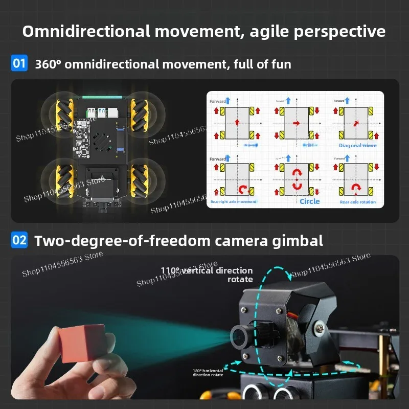 AI Large Model Vision Trolley ROS2 Mobile Robot, Automatic Speech Recognition Interactive Robot