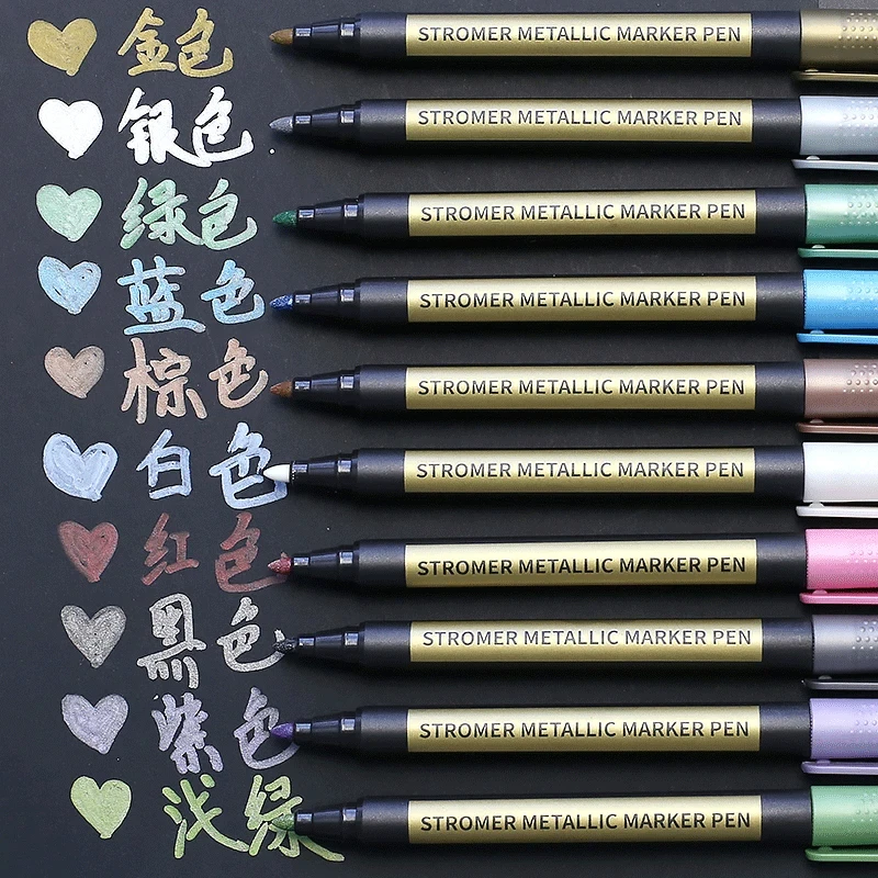 มาร์กเกอร์สีเมทัลลิค10/20สี set pulpen เขียนถาวรภาพอัลบั้มภาพสมุดภาพทำจากแก้วไม้ผ้าใบการ์ดศิลปะ