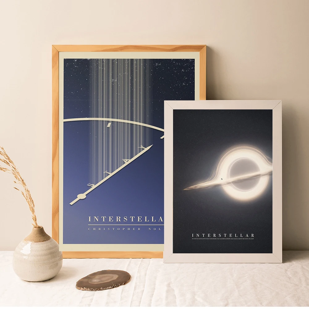 Unframe Minimalist Interstellar Movie Poster, Abstract Canvas Print, Black Hole Through Space Wall Art, Modern Painting, Room Ho
