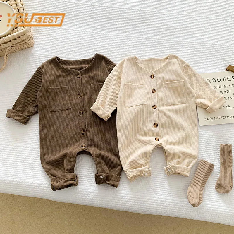 

Spring Infant Kids Baby Girls Long Sleeve Corduroy Jumpsuits Clothes Newborn Baby Boys Girls Clothing Baby Rompers 0-2Yrs