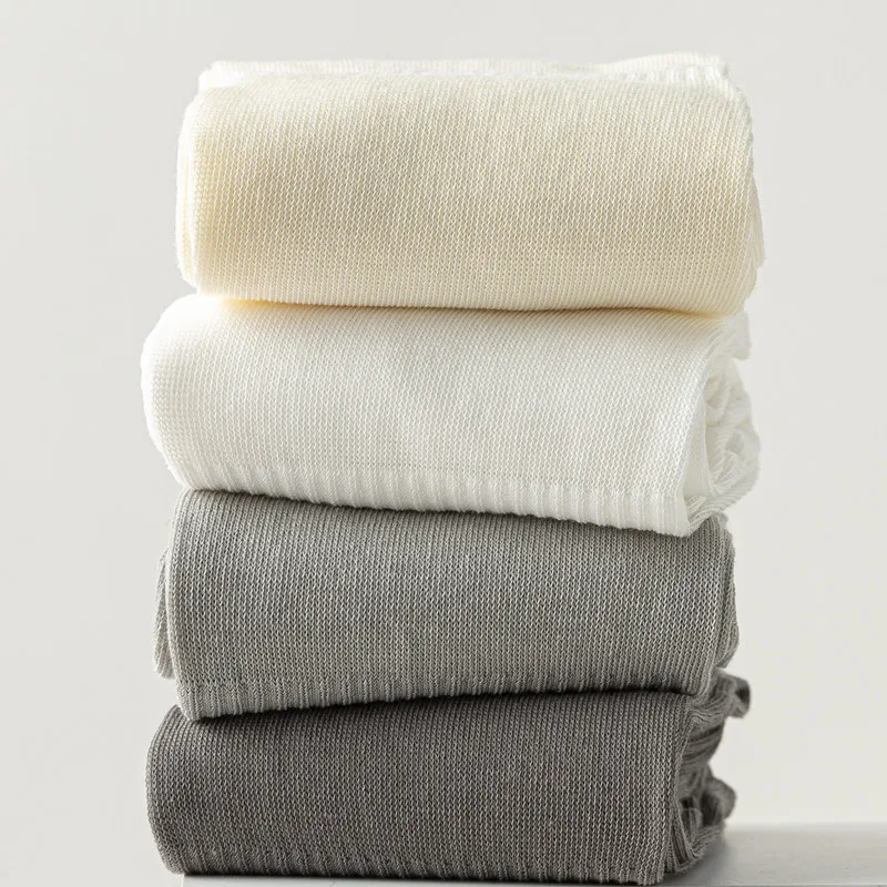 جوارب نسائية موضة فرنسية بلون سادة مضادة للانزلاق صيف جديد جوارب فضفاضة رقيقة للمرأة فوق الركبة جوارب طويلة بيضاء ناعمة #5