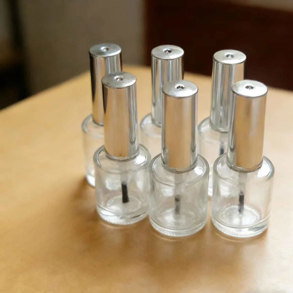 13ml 6 Pieces Clear Glass Nail Polish Bottles with Brush and Silver Lid Vials for Nail Art Liquid view 4