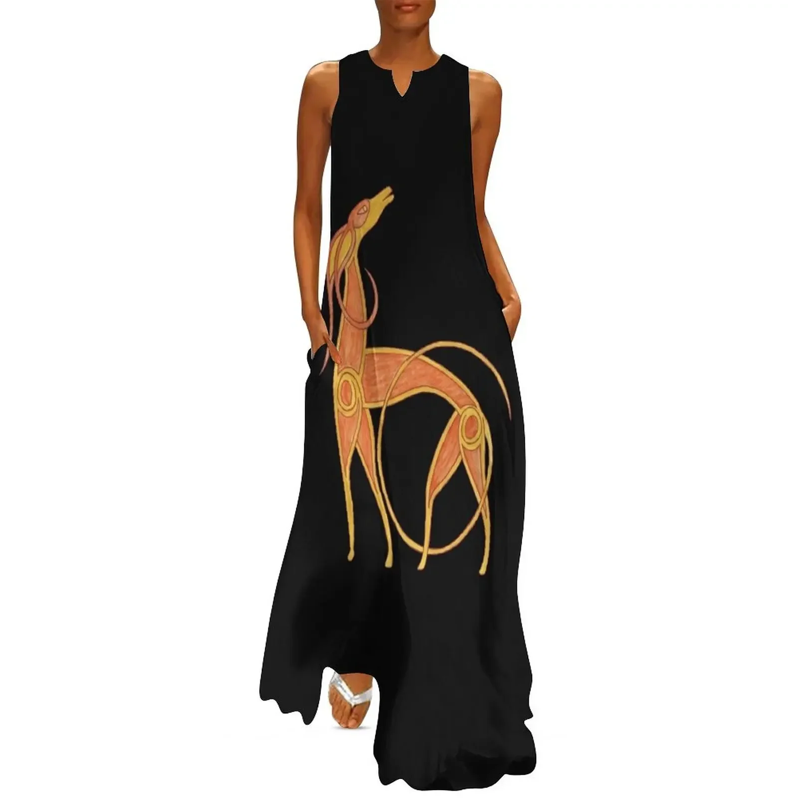 

Celtic Anglo Saxon Greyhound Hound Lurcher Dog Long Dress dress summer 2025 women dress for women Elegant gowns