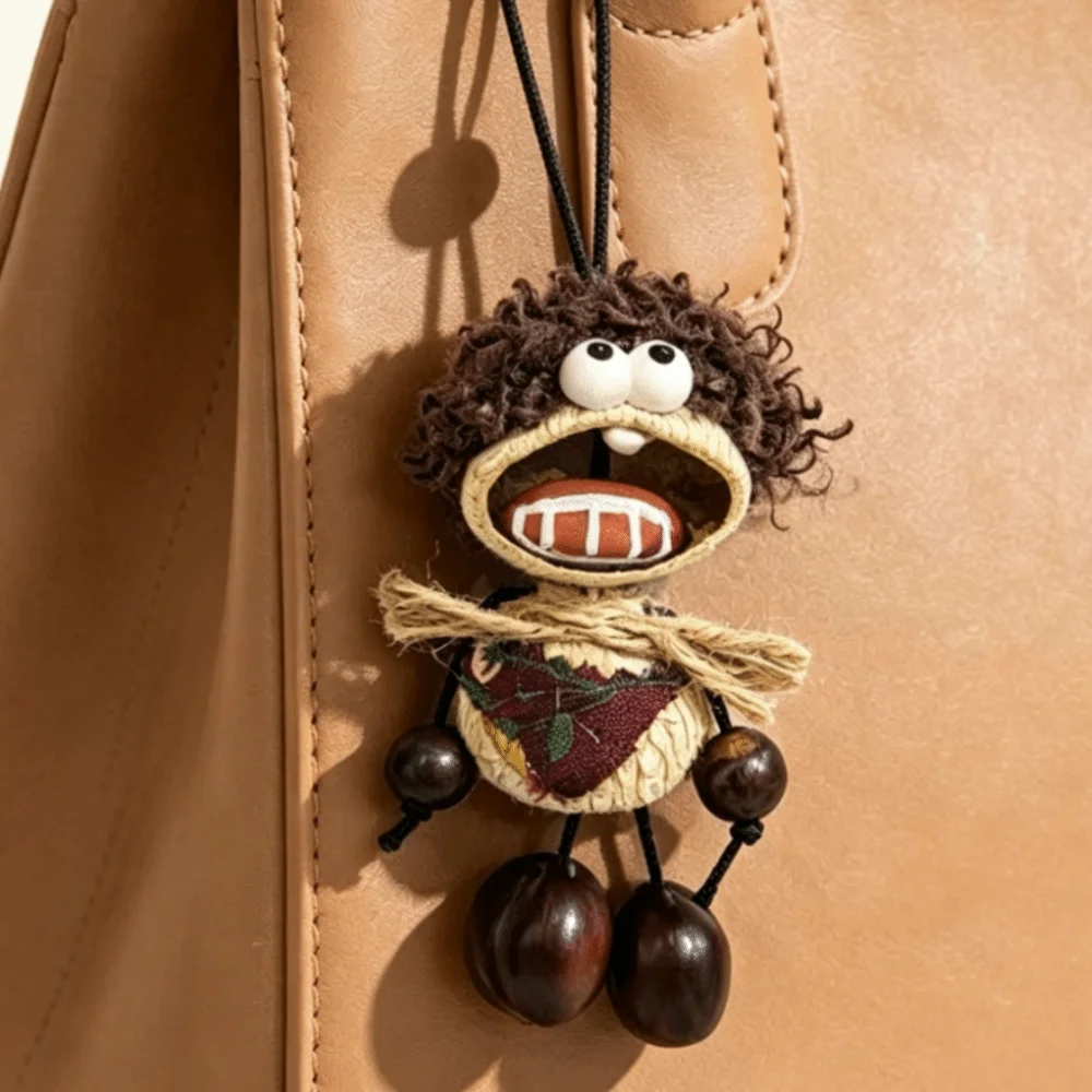 Cute Nut Shell Funny Tongue Doll Keychain Fabric Rope Key Pendant Lightweight Creative Creative Ornament Car Decor