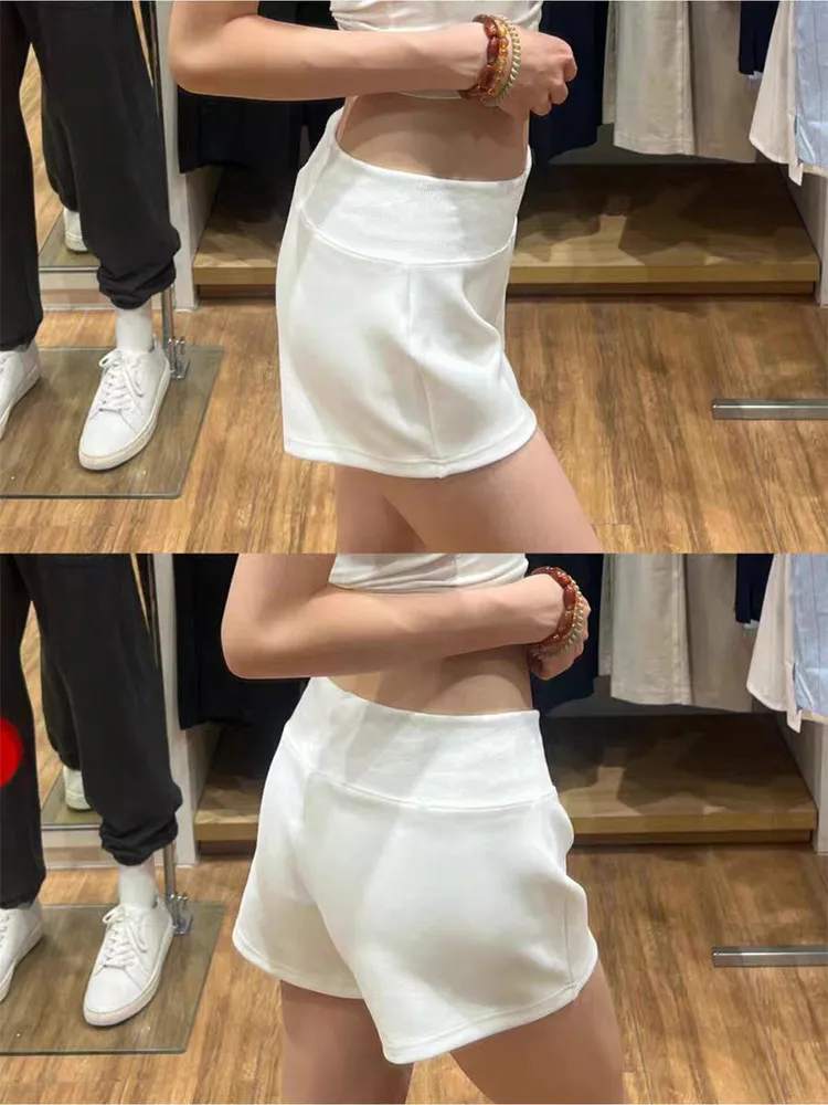 White Sports Shorts Women's Summer Thin Low Waist Slim Fit Three-quarter Length Comfortable Slimming Hot Pants Bodycon Style