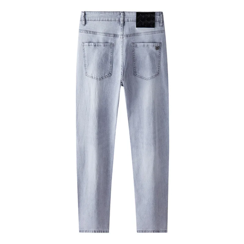 Calça jeans de luxo high-end masculina, nova moda, elegante, justa, reta, verão, fina, stretch, casual de negócios, 2022