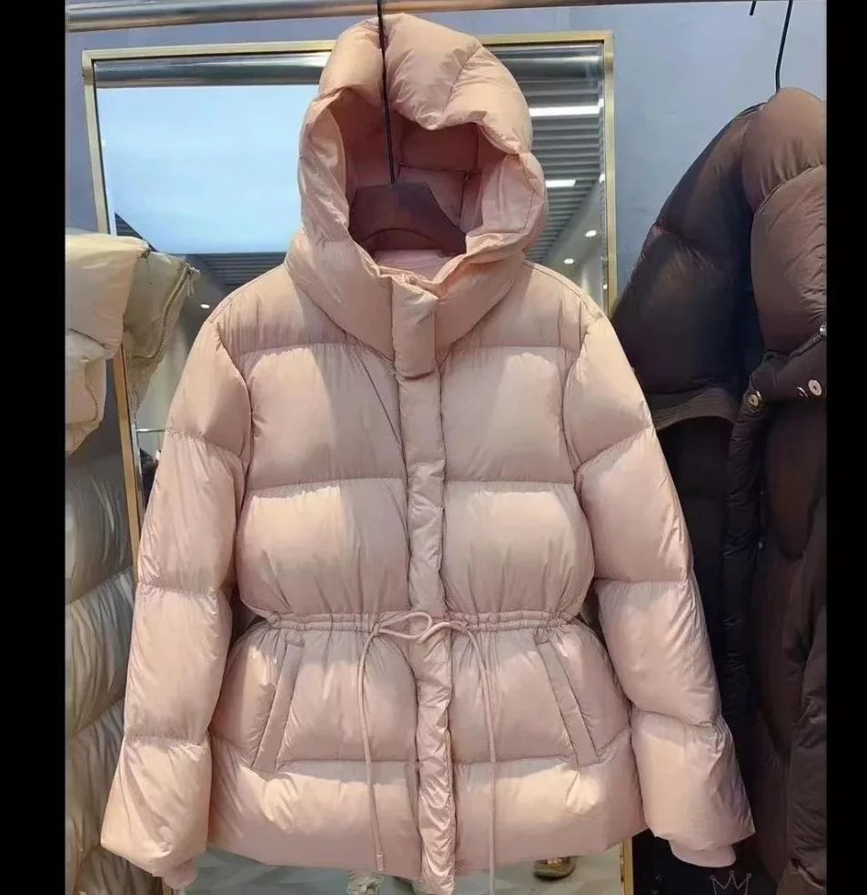 

Hoody Drawstring Slim Waist Simple Parkas Small Fellow New Warm Veste Femme Plaid