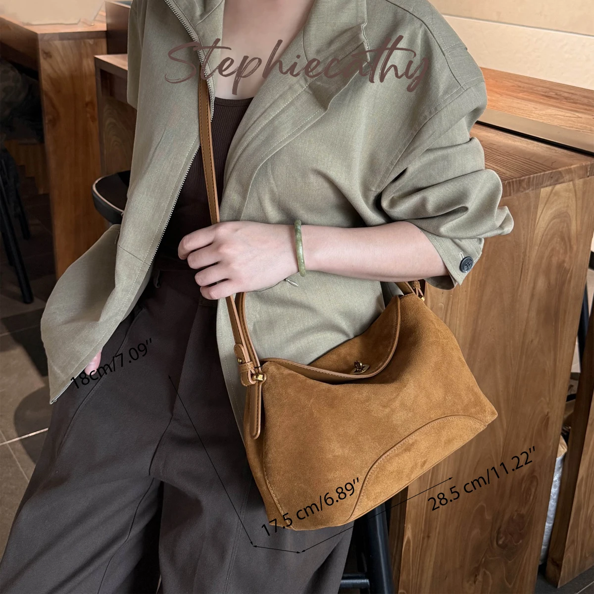 SC Winter Women Natural Suede Leather Tote Bag Luxury Designer Large Capacity Real Leather Handbag Removable Strap Daily Purse