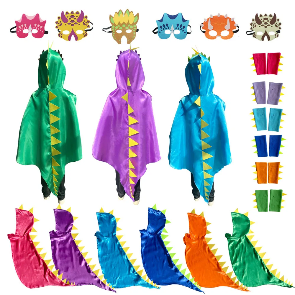 Jongens Meisjes Dinosaurus Cape Draak Kapmantel voor Kinderen Halloween Kostuum Kerst Fancy Cape Masker Cosplay Kostuums