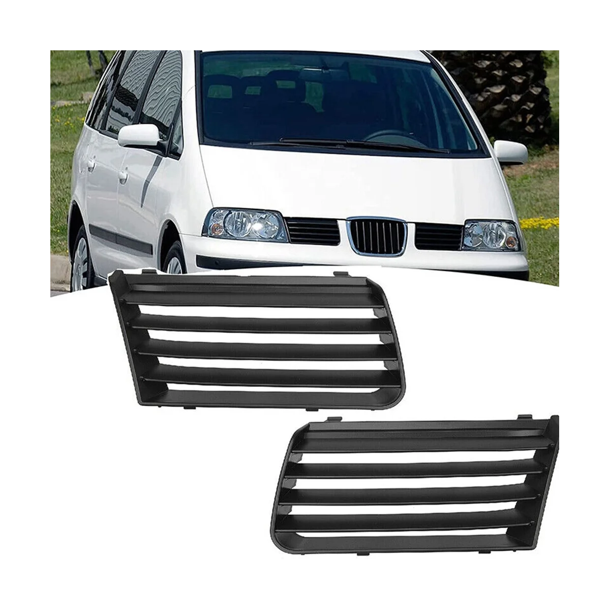 2PCS L+R Front Upper Bumper Radiator Grille Trim 7M785365301C 7M785365401C for Seat Alhambra 7M 2001-2010