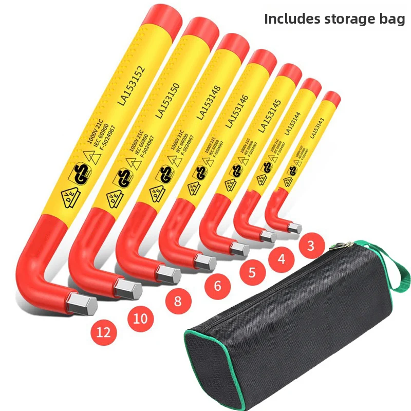 Hand Tool Set Alloy Steel Wrenches Yellow Insulated Hex Key Alloy Steel Construction High Hardness Alloy Steel