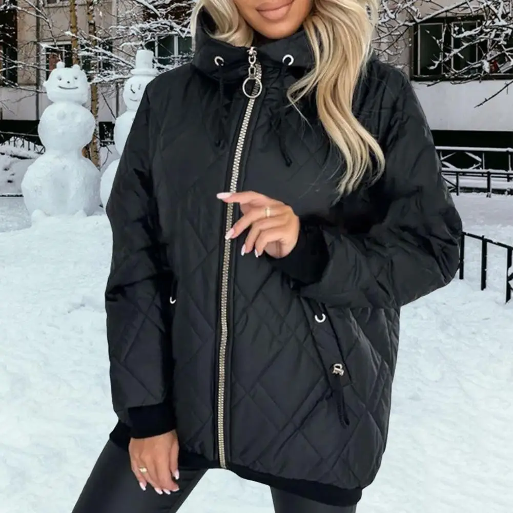 2024 Autumn/Winter New Product Women\'s New Fashion and Casual Versatile Stand up Collar Hooded Jacket Cotton Coat