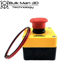 BulkMan 3D Emergency Stop N/C Mushroom Head Push Button E-Stop Switch AC660V 10A with DC Power Cable for CNC 3D Printers