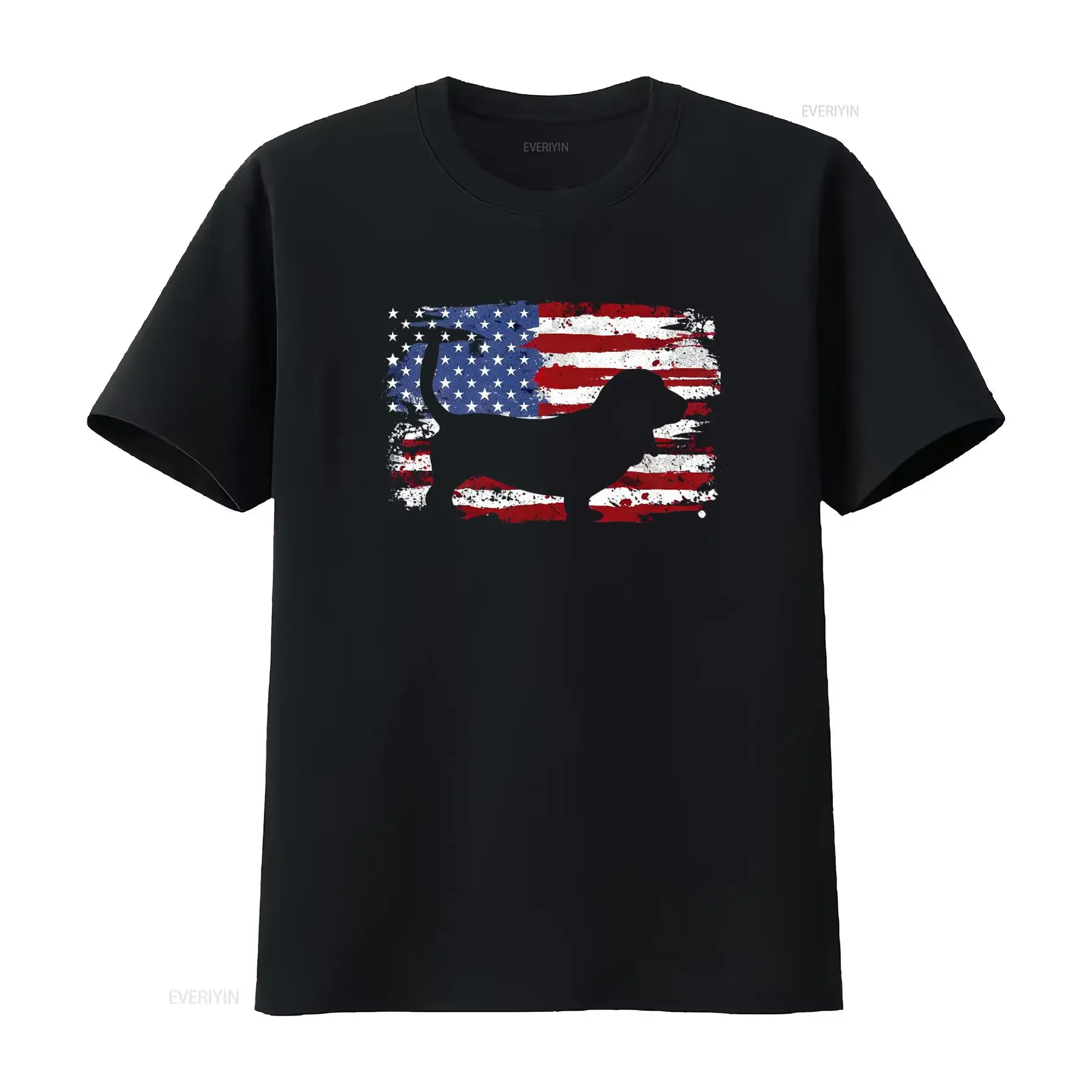 Vintage Style Basset Hound American Flag Print T Shirt for Patriotic Dog Lovers vintage Washed streetwear graphic homme