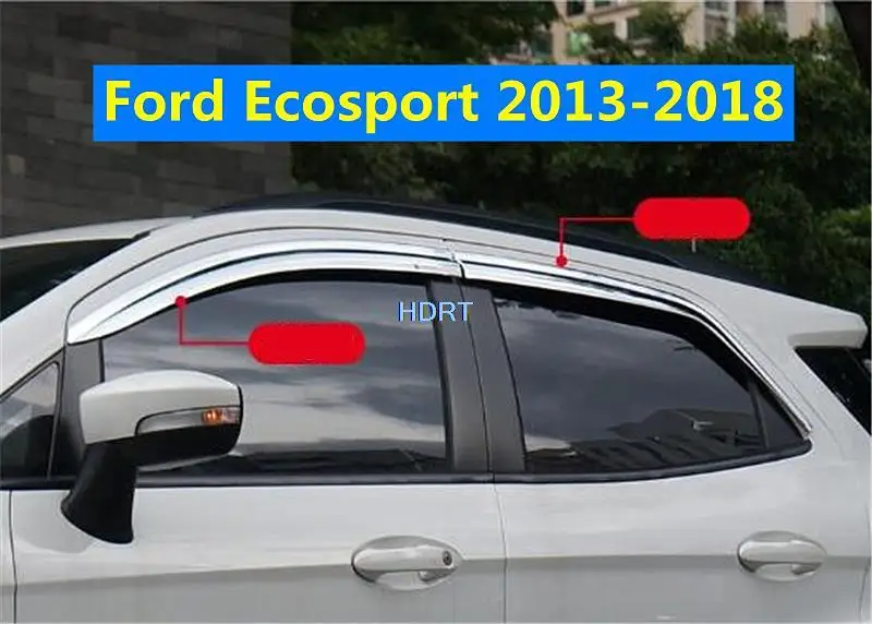 

Side Window Deflector Trim For Ford Ecosport 2013-2018 ABS Chrome Sun Rain Guard Weather Shield Car Style Protector Accessories