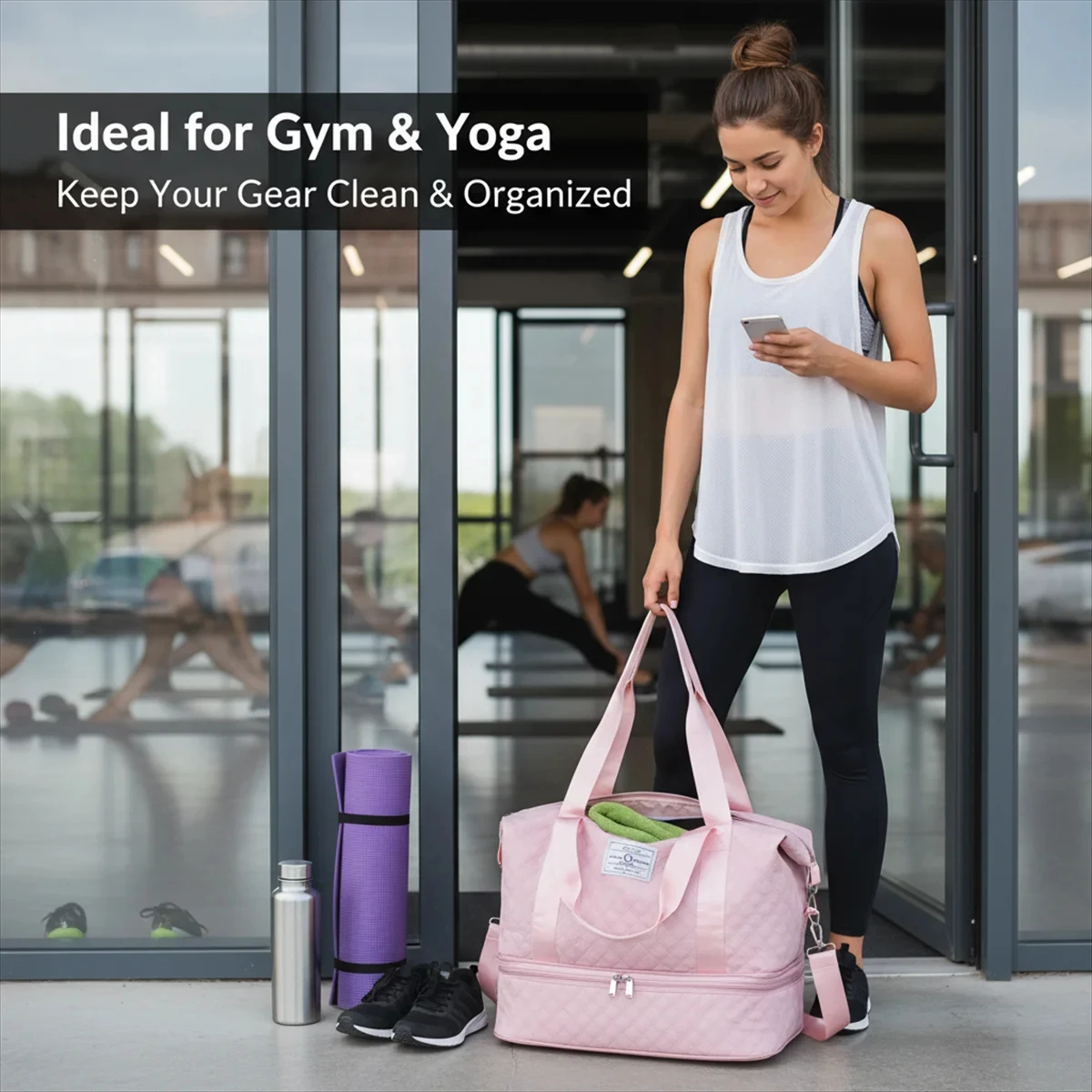 

Expandable Travel Duffel Bag with Shoe Compartment Waterproof Weekender Bag Airline Approved for Short Trip Gym