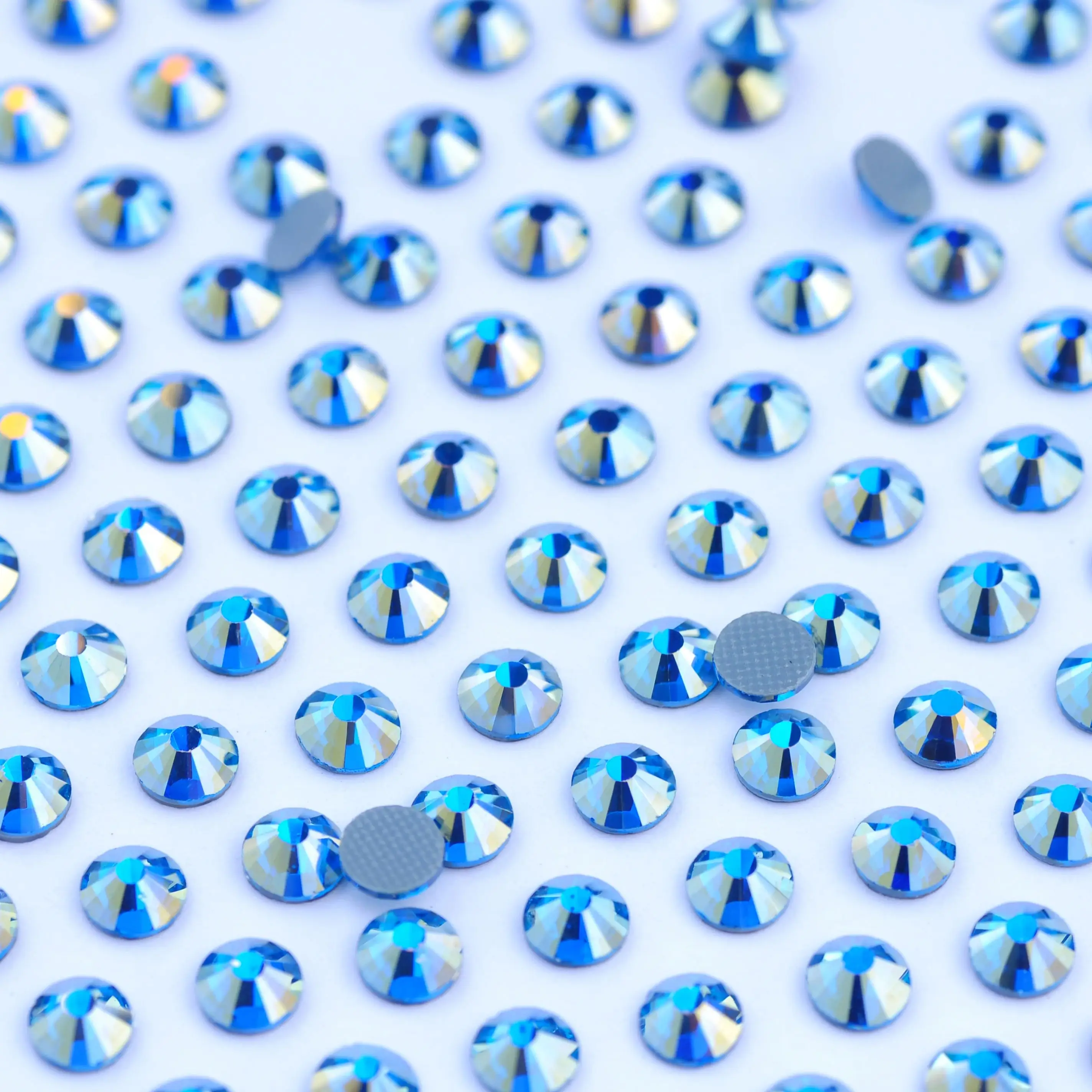 YANRUO Capri Blue AB Rhinestone Transfer SS16-SS30 Iron on Crystal Hotfix Applique Fabric Decorations for Clothing