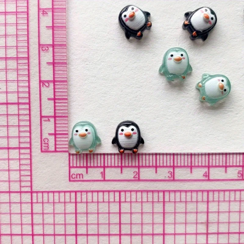 50pcs  Cute 9mm Resin Mini Penguin Series Flat Back Stone Figurines DIY Wedding Scrapbook Manicure Accessories