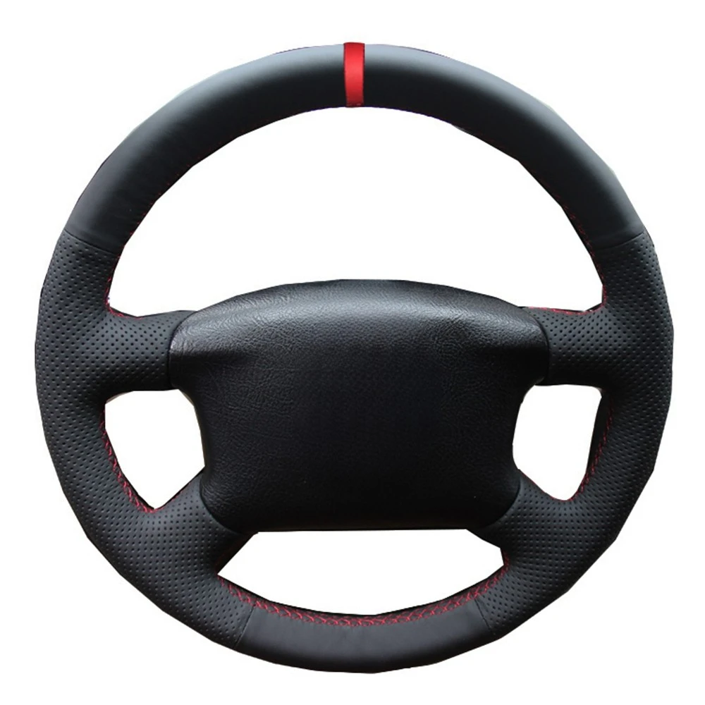 Housse de volant de voiture en cuir artificiel, marqueur rouge pour Volkswagen VW Passat B5 1996-2005 Golf 4 1998-2004 Seat Alhambra
