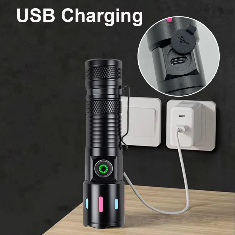 Super Powerful Flashlights Rechargeable LED Flashlight With Battery Mini Flashlight For Camping Hiking Emergency Lamp Torch