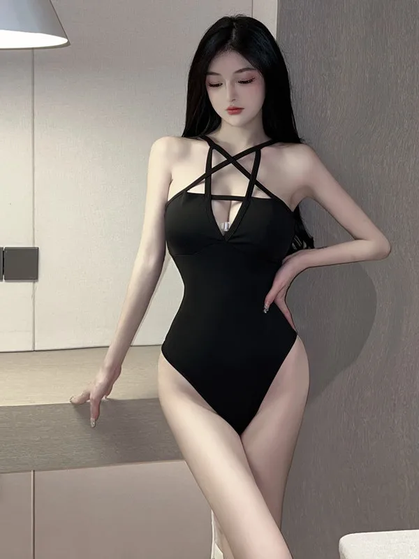 2023 Fashion Charm Genle Mature Bodysuits Black Sexy Spicy Girl Hollow Out Personality Sleeveless Underlay Bodysuit Girl 27ZT