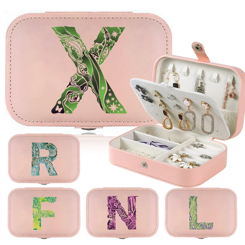 Jewelry Box Earrings Storage Bag Desktop Drawer Necklace Ring Holder PU Leather Organizer Display Jewelry Box Engrave Letter2026