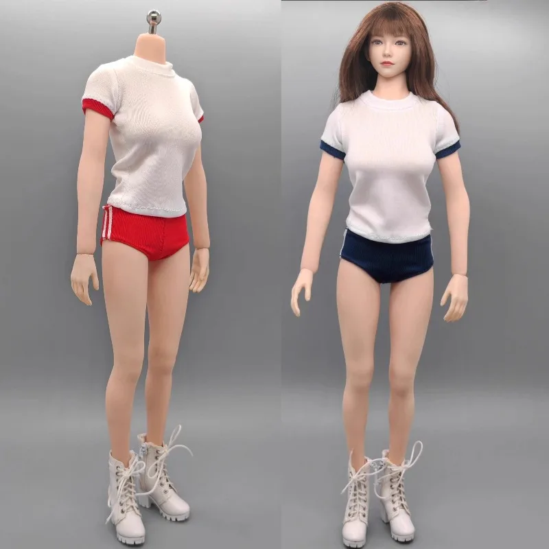 

1/6 Scale Female Soldier Sportswear Set T-shirt Shorts Clothes Gymnastics Uniform Model for 12'' Action Figures Body Dolls