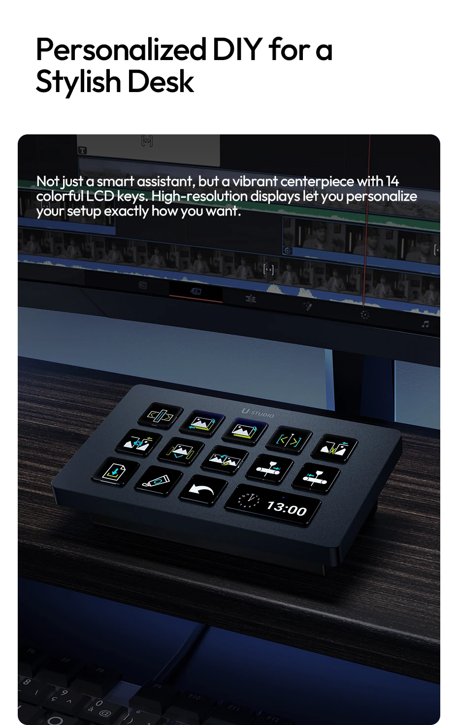 Ulanzi D200H Deck Dock AI-Powered Office Streaming Controller for Computer Fill Light for Intelligent Live Broadcast Room