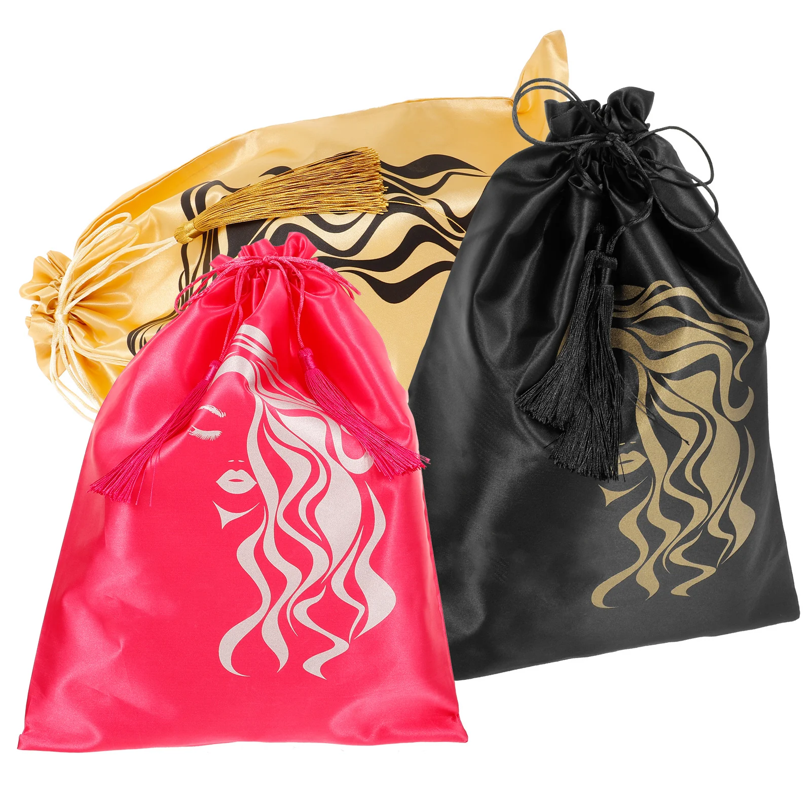 

3pcs Bag Satin Organizer For Multiple Wigs Drawstring Storage Bags For Multiple Wigs Travel Organizer Hair Care Pouches