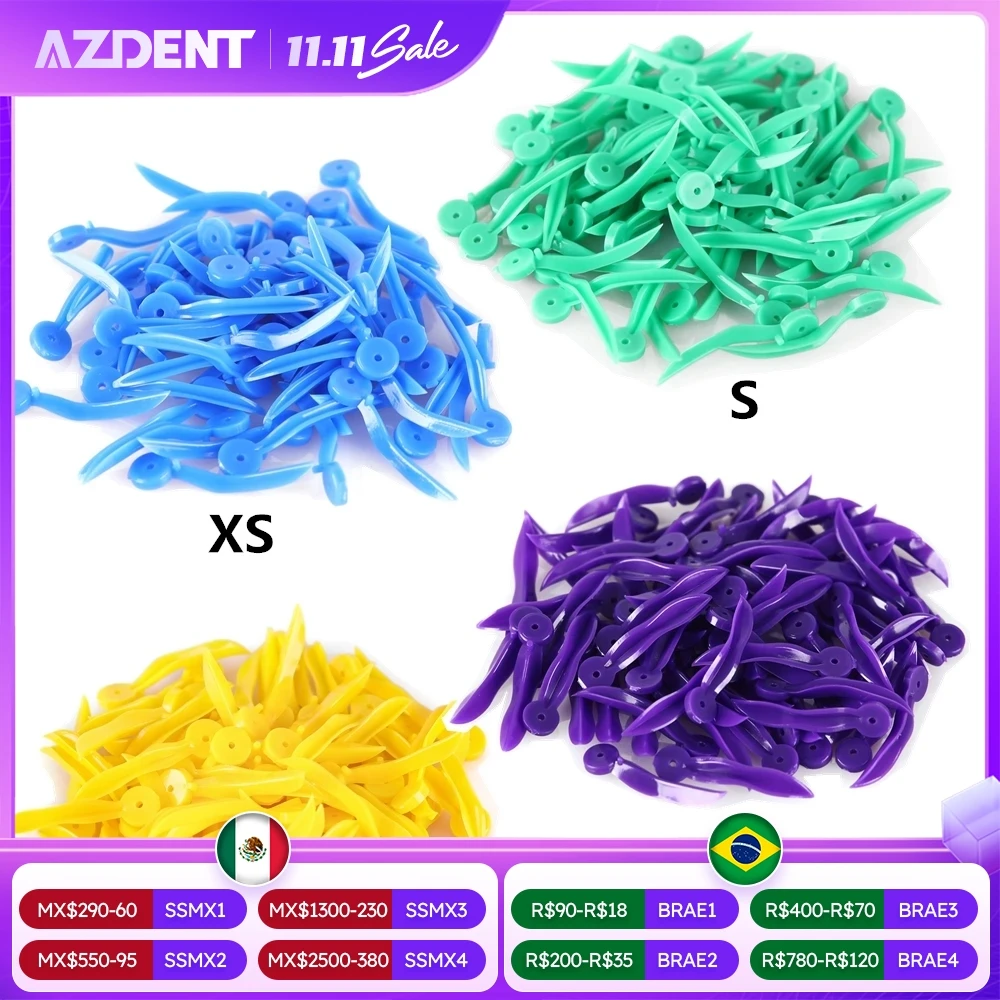 AZDENT 100 Pcs/Box Dental Wedges Tooth Gap Wedge with Holes Size Large Medium Extra small Small Dentistry Disposable