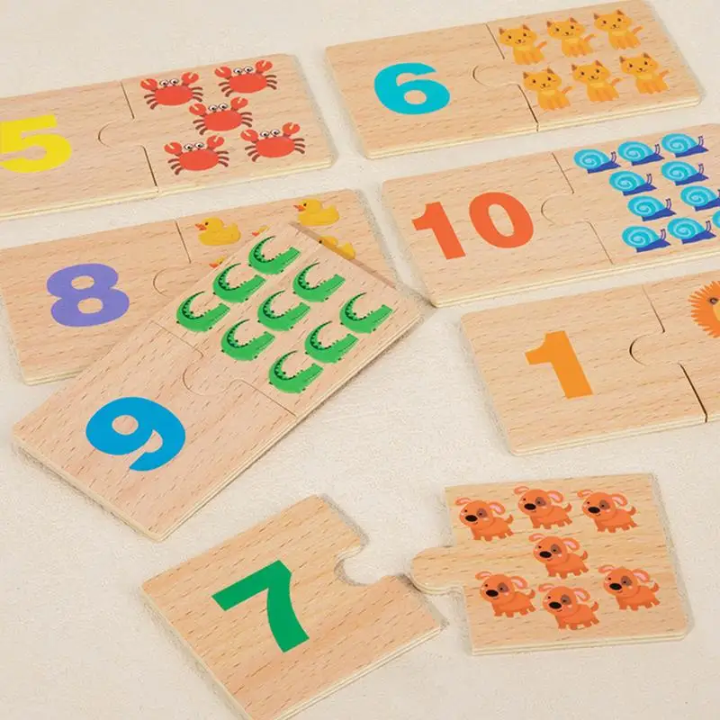 Puzzle con numeri matematici 1-10 Giochi di abbinamento numeri in legno Giocattoli educativi per il conteggio Premio Vincitore Strumento per l'apprendimento precoce Scuola a casa