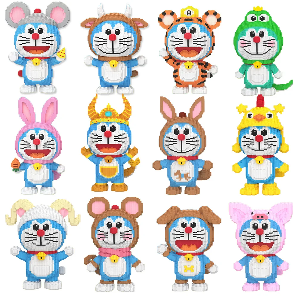 

Doraemon косплей китайский зодиак волшебный строительный блок мультфильм лошадь дракон тигр модель игрушки собранные кирпичи фигурка для детей подарок