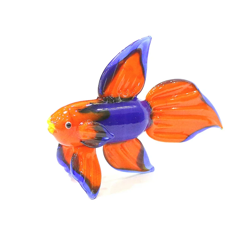 Orange Murano Glass Tropical Fish Figurine Ornaments Cute Handmade Sea Animal Small Statue Home Living Room Table Aquarium Decor