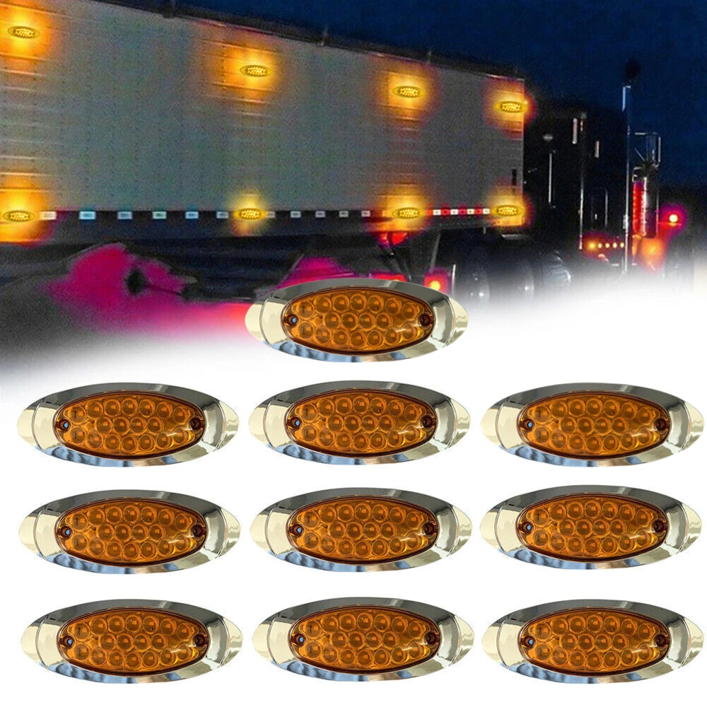 10PCS Trailer Light 18LED Side Marker Light Auto Lorry Bus Tail Brake Lights Turn Signal Freightliner Truck Markering Light