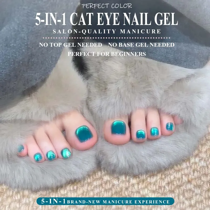 PERFECT COLOR All-in-One Cat Eye Gel Teal Blue Cat Eye Gel Nail Polish 8ml, Magnetic Shimmer UV LED Soak Off, Long Lasting