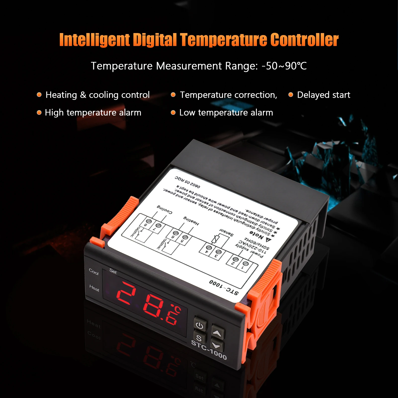 Digital Temperature Controller STC-1000 Temperature Regulator AC 110~220V Refrigerator Thermostat Support Heating/Cooling