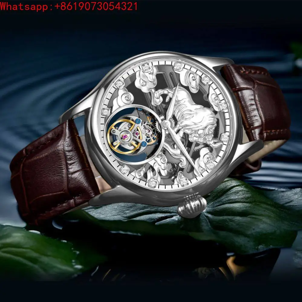 Tourbillon Manual Mechanical Watch Men's Embossed Zodiac Ox Personalized Fashion Watch 2025 New