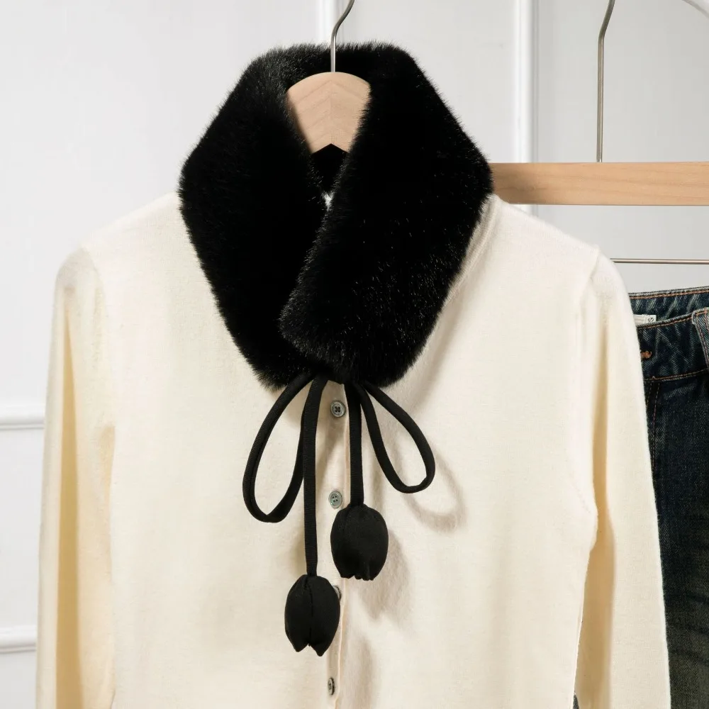 

Милые наушники из кроличьего меха, повязка на голову с цветком тюльпана, теплый плюшевый шарф, однотонный многофункциональный меховой утеплитель для шеи, путешествия