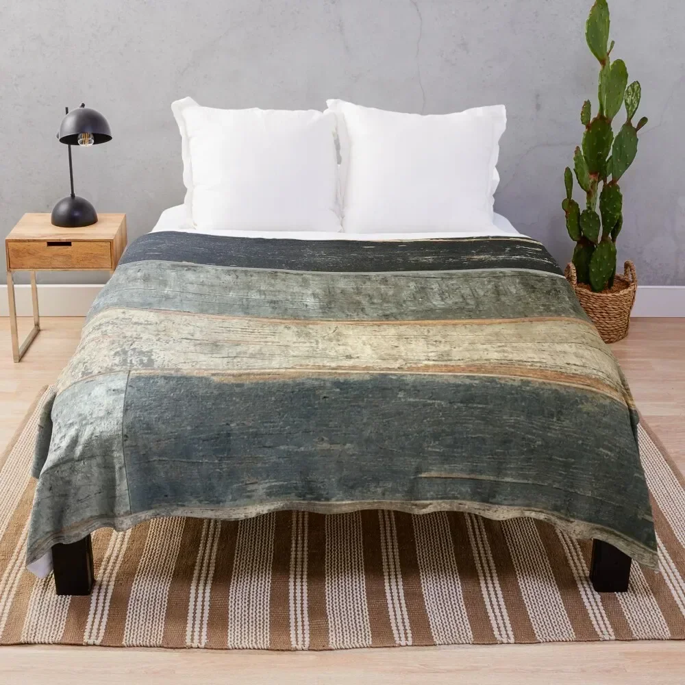

distressed beach rustic country farmhouse chic teal barn wood Throw Blanket Blankets For Baby Flannels Vintage Bed Blankets