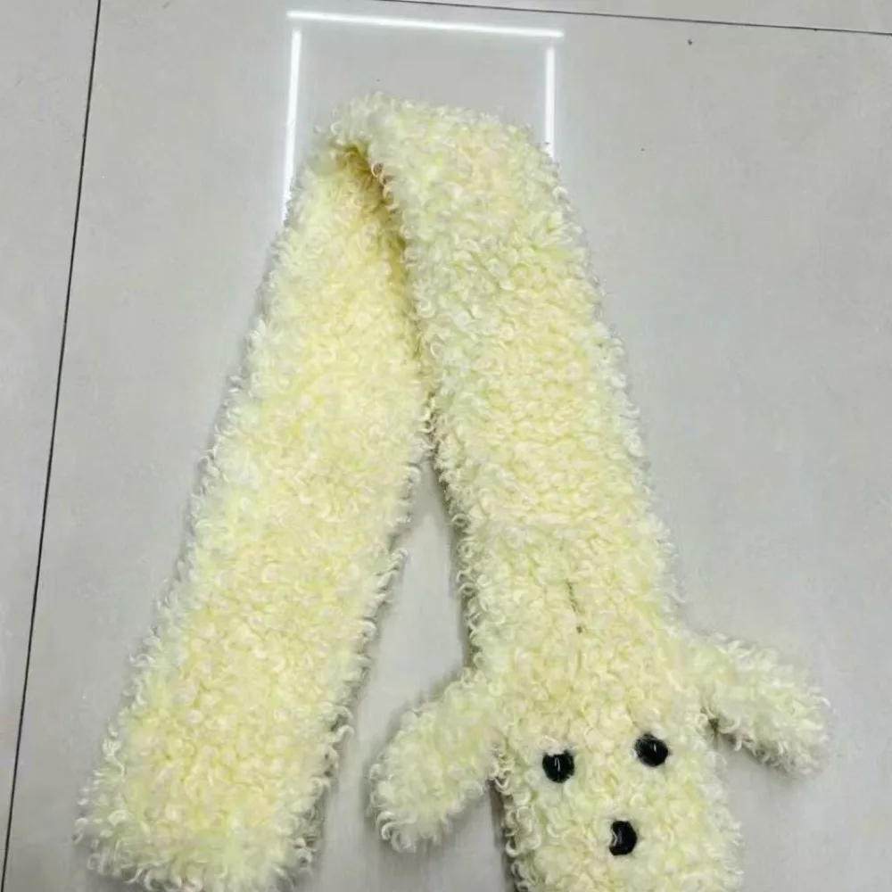 Faux Rabbit Fur Women's Winter Scarf Curly Texture Cute Puppy Shape Fashion Neck Scarf Korean Style Fluffy Neck Warmer