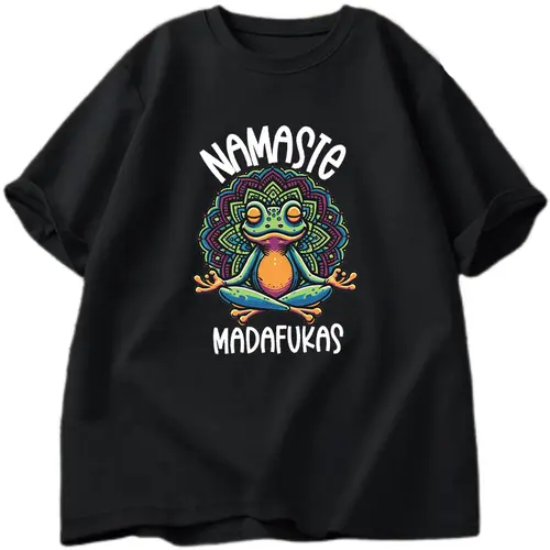 Funny Yoga T Shirt Frog Self Care T-Shirt Cotton Short Sleeve Positive Cottagecore Namaste Tee Men Women Mens Clothes Streetwear - Image 3