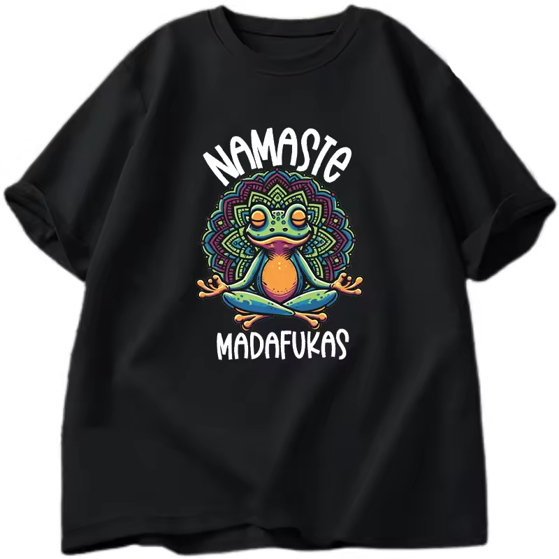 Funny Yoga T Shirt Frog Self Care T-Shirt Cotton Short Sleeve Positive Cottagecore Namaste Tee Men Women Mens Clothes Streetwear - Image 3