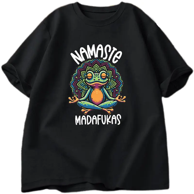 Funny Yoga T Shirt Frog Self Care T-Shirt Cotton Short Sleeve Positive Cottagecore Namaste Tee Men Women Mens Clothes Streetwear - Image 3